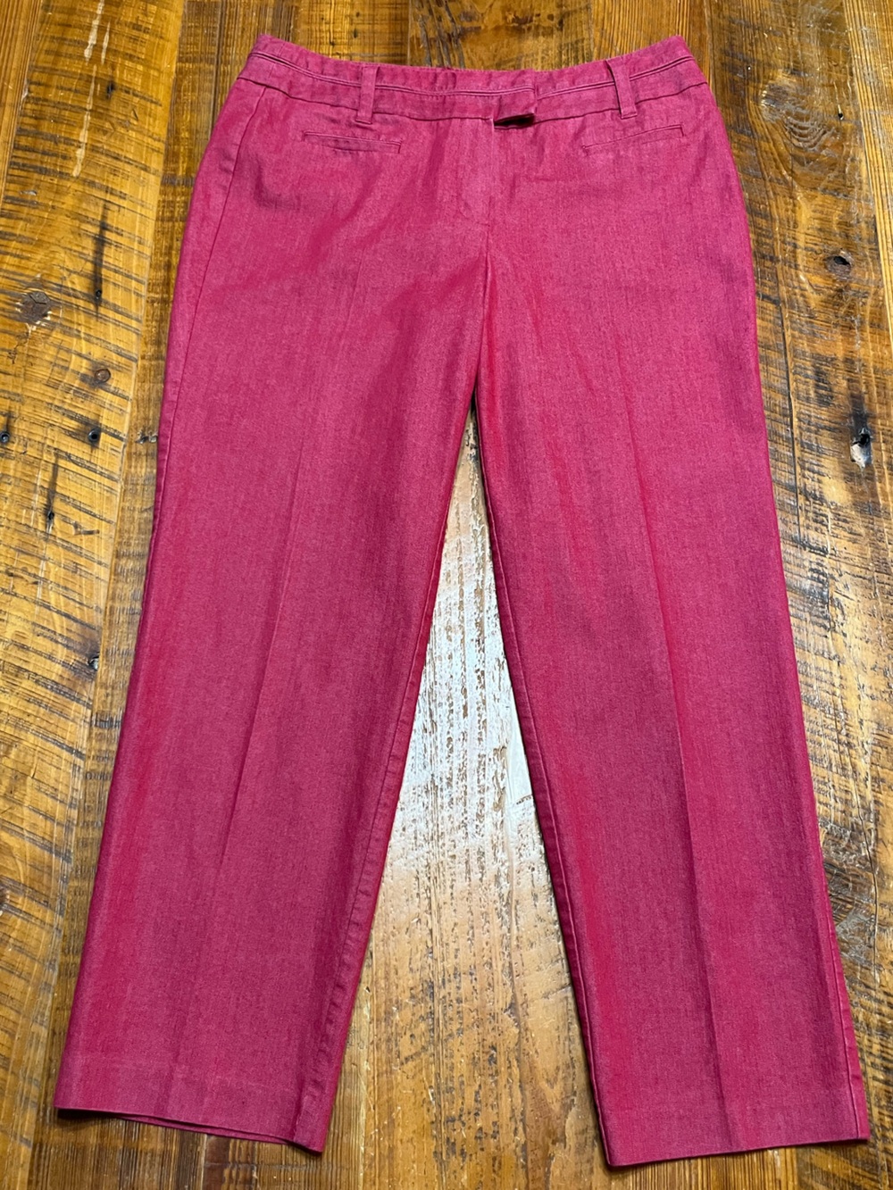 Larry Levine Ankle Slim Leg Classic Tailored Red Pants Size 8 Petite